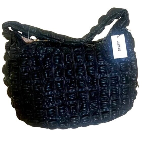 Jason Wu Fay Black Vegan Leather Large Bubble Hobo Shoulder Bag - Picture 5 of 6